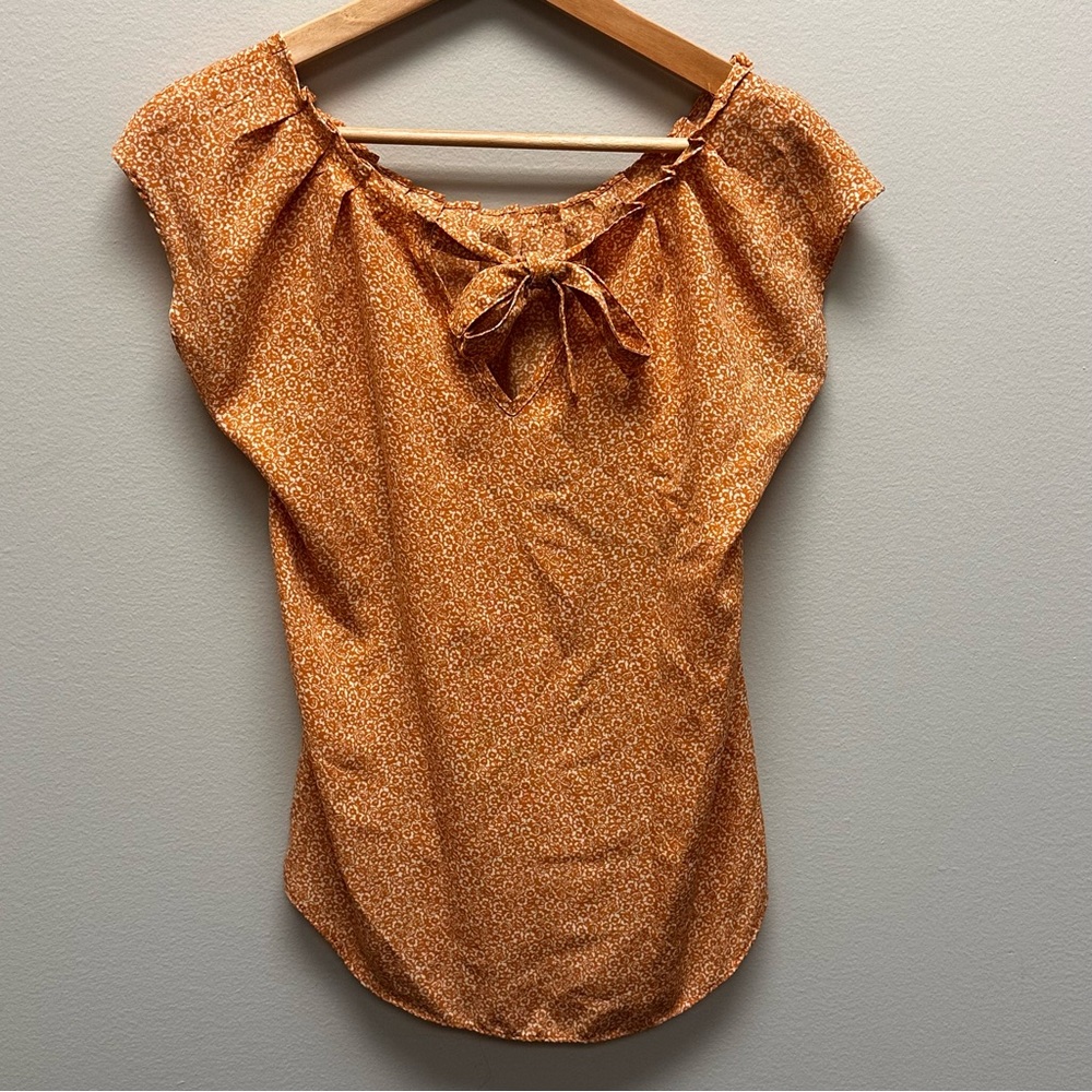 LC Lauren Conrad Orange Tie Top Blouse Womens Size XS Lightweight